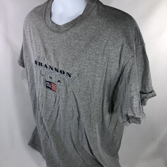 VINTAGE BRANSON MISSOURI SHIRT EMBROIDERED GRAY SIZE XL USA FLAG 2000s 90s TEE - Picture 4 of 9
